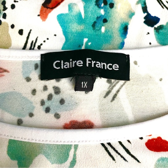 Claire France Plus Size Women’s Abstract Colourful Lightweight T-shirt - Picture 3 of 7